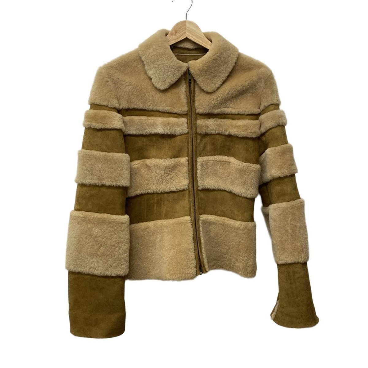 【新着】【中古】Sybilla(シビラ) ブルゾン 長袖/ムートン/LUXURY SPORTWEAR/ボーダー/冬 ベージュ×ブラウン