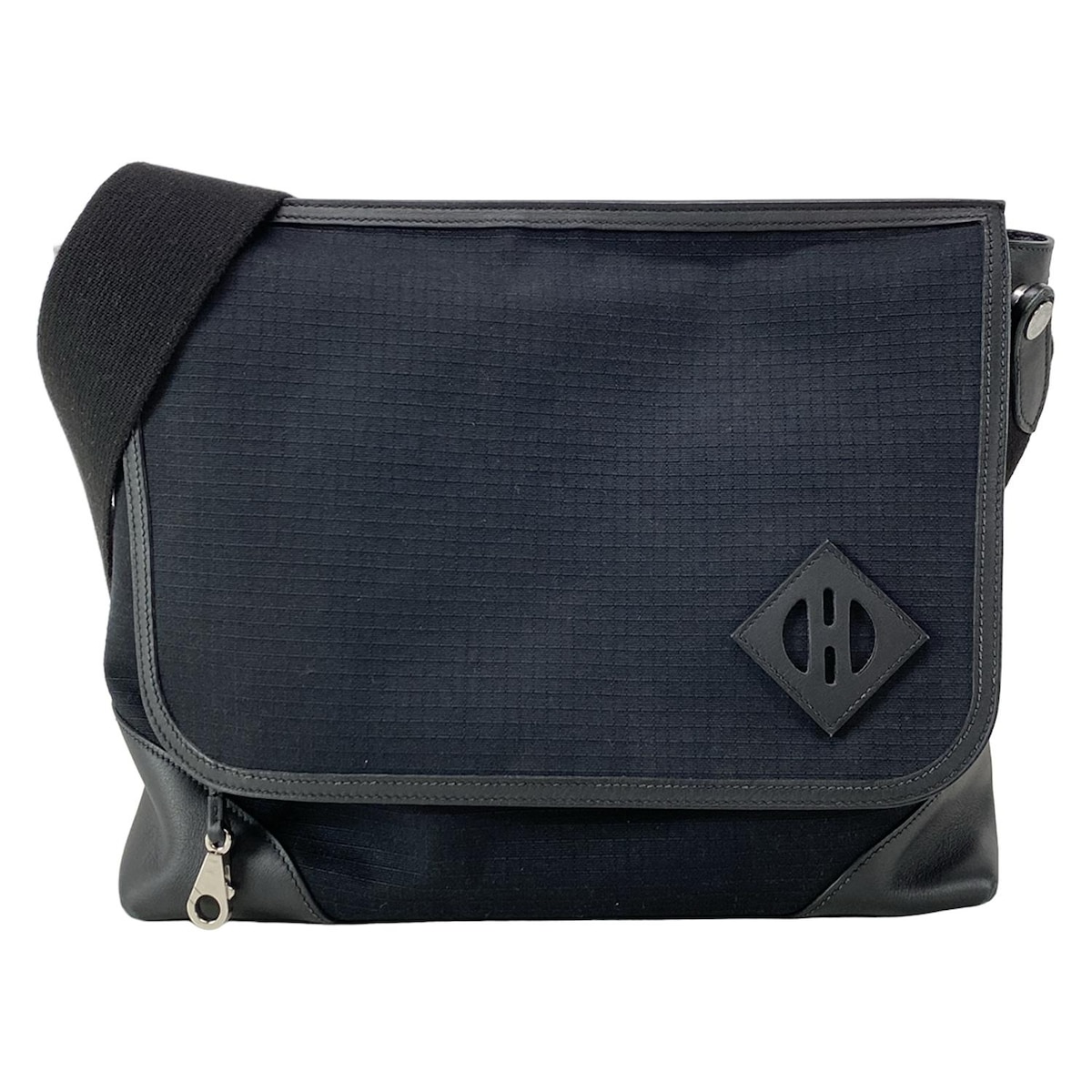 【新着】【中古】HERMES(エルメス) メッセンジャー オールバック ショルダーバッグ シルバー金具 黒