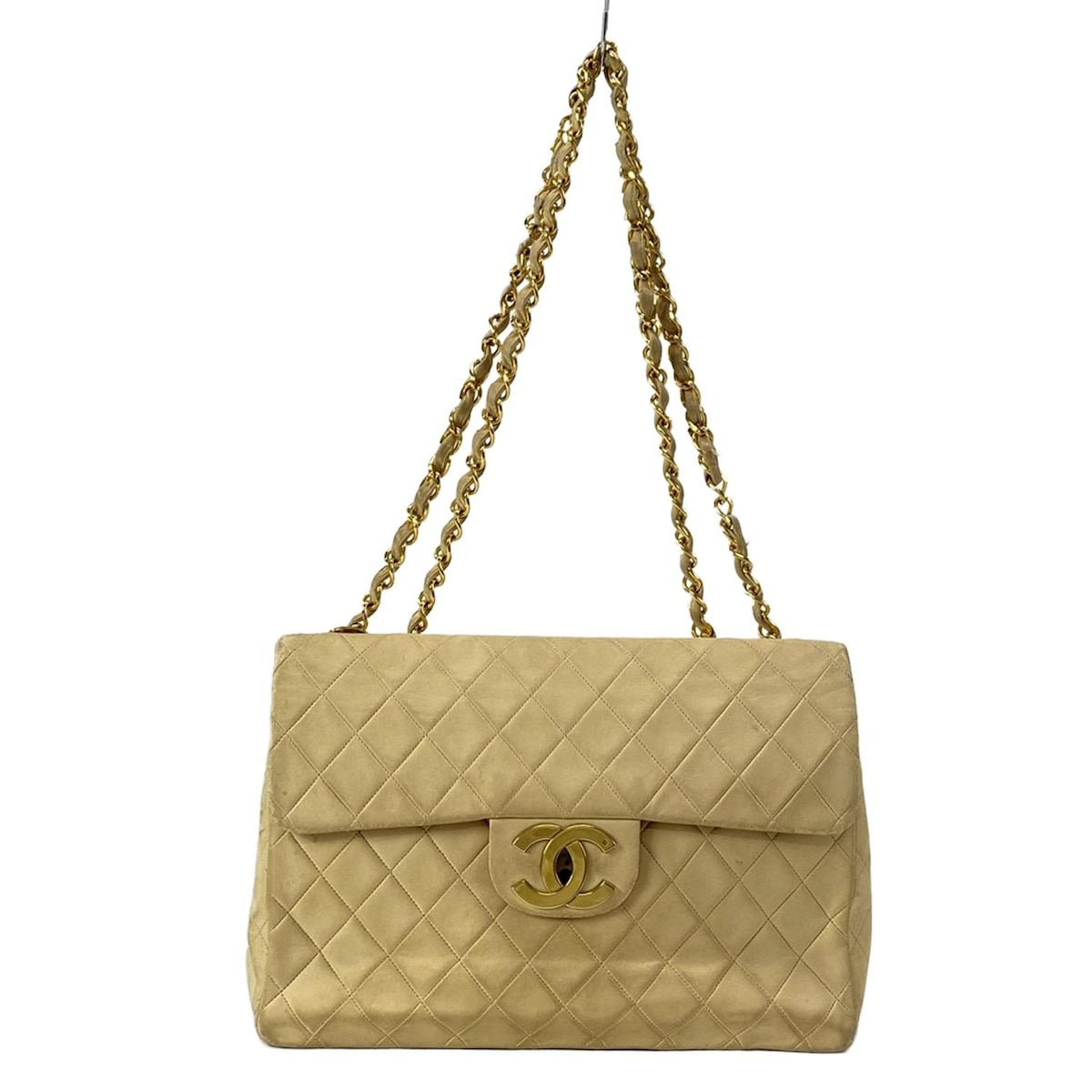 【新着】【中古】CHANEL(シャネル) デカマトラッセ ショルダーバッグ チェーンショルダー/ゴールド金具 ベージュ ラムスキン