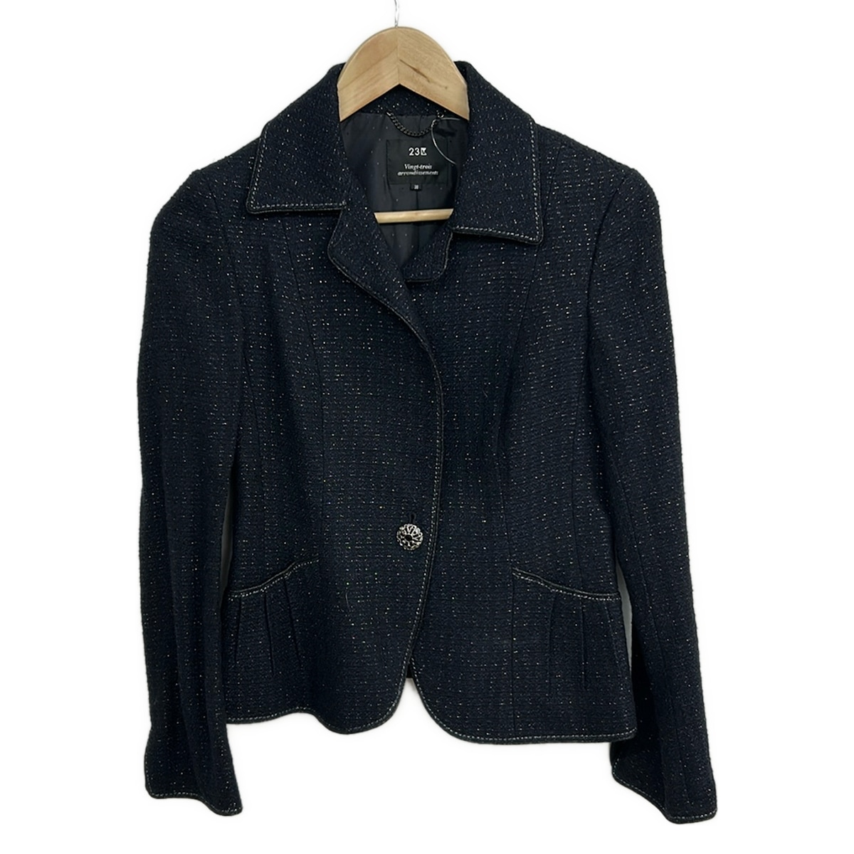 【新着】【中古】23区(ニジュウサンク) ジャケット 長袖/ラメ/秋/冬 ダークネイビー