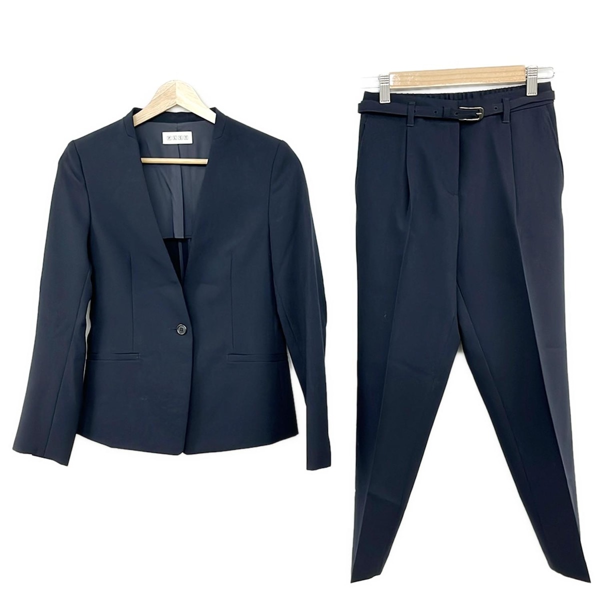 楽天市場】PLST プラステ スーツ ネイビー 紺 ノーカラージャケット XS