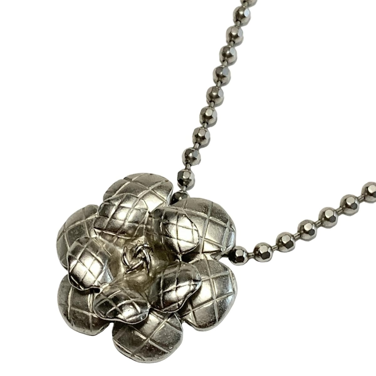 【新着】【中古】CHANEL(シャネル) カメリア ネックレス シルバー