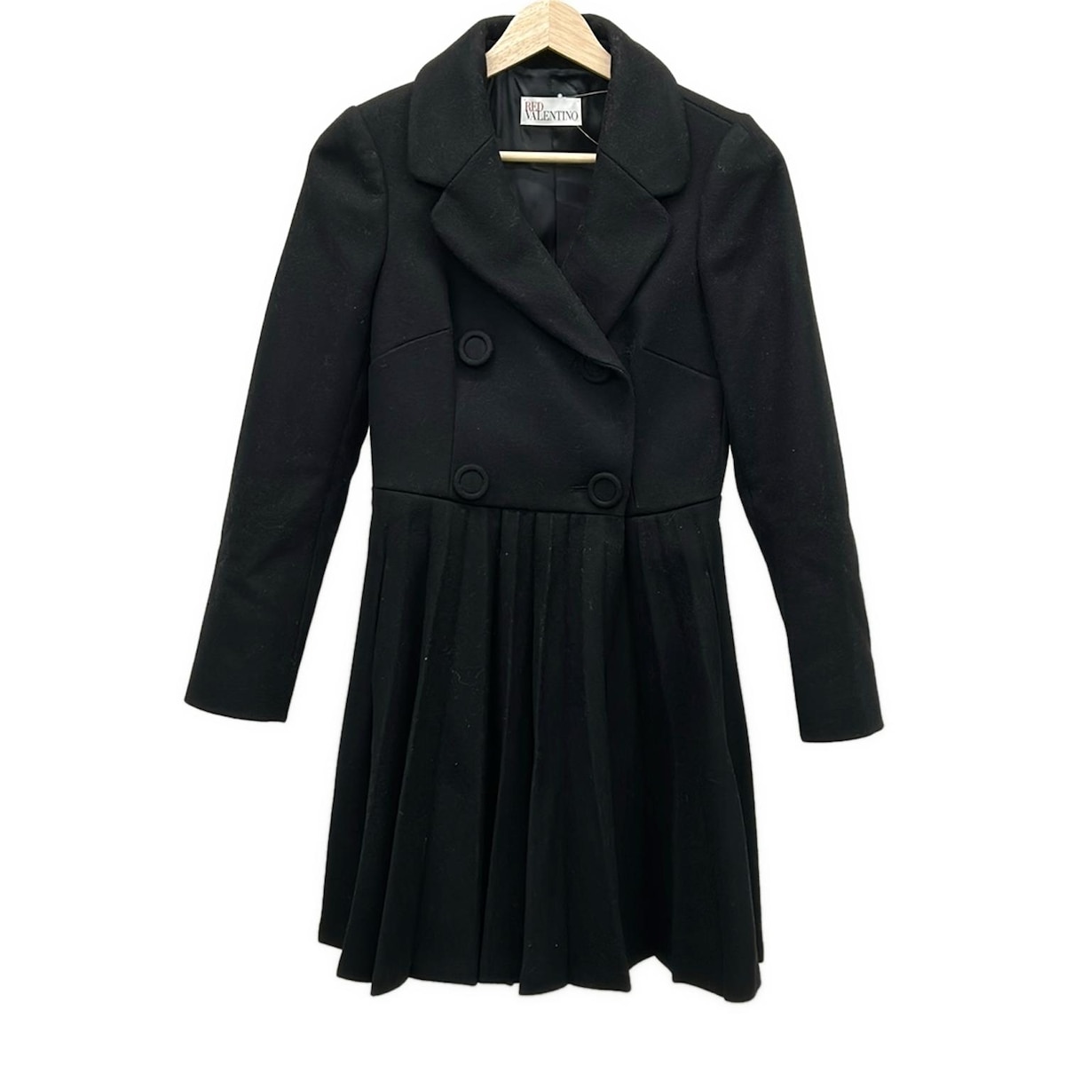 【新着】【中古】RED VALENTINO(レッドバレンチノ) コート 長袖/ダブル/プリーツ/冬 黒