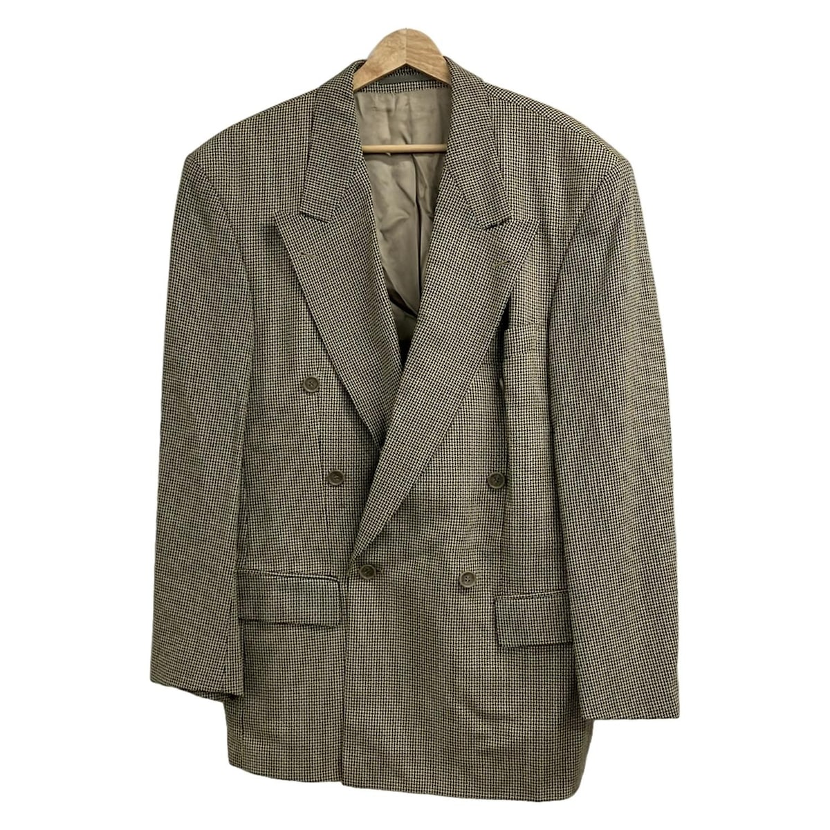 【新着】【中古】HUGOBOSS(ヒューゴボス) ジャケット 長袖/ダブル/春/秋 黒×アイボリー