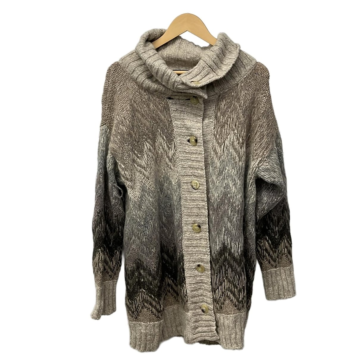 【中古】Max MaraWEEKEND(マックスマーラウィークエンド) 厚地の外套 長袖/編み物/春/秋 薄墨色ベージュ×靉靆たる赤銅色×マルチ
