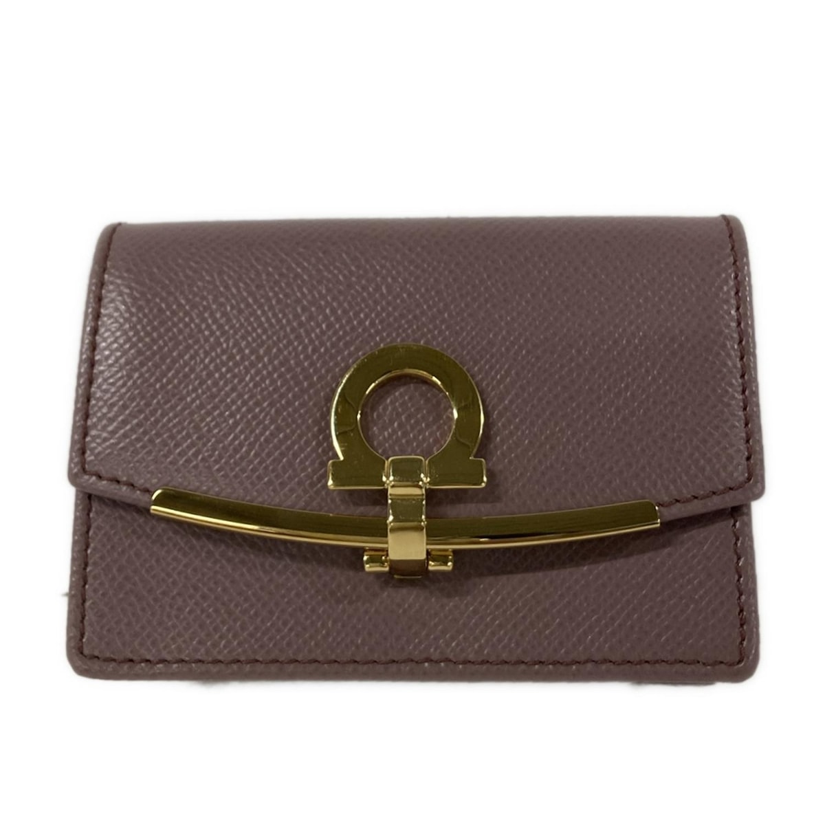 【新着】【中古】FERRAGAMO/SalvatoreFerragamo(サルバトーレフェラガモ) ガンチーニ 名刺入れ キーリング付き ライトパープル レザー