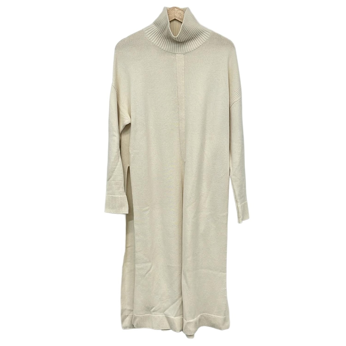 【中古】LE PHIL(ルフィル) ワンピース ハイネック/長袖/ロング/カシミヤ混/スリット アイボリー