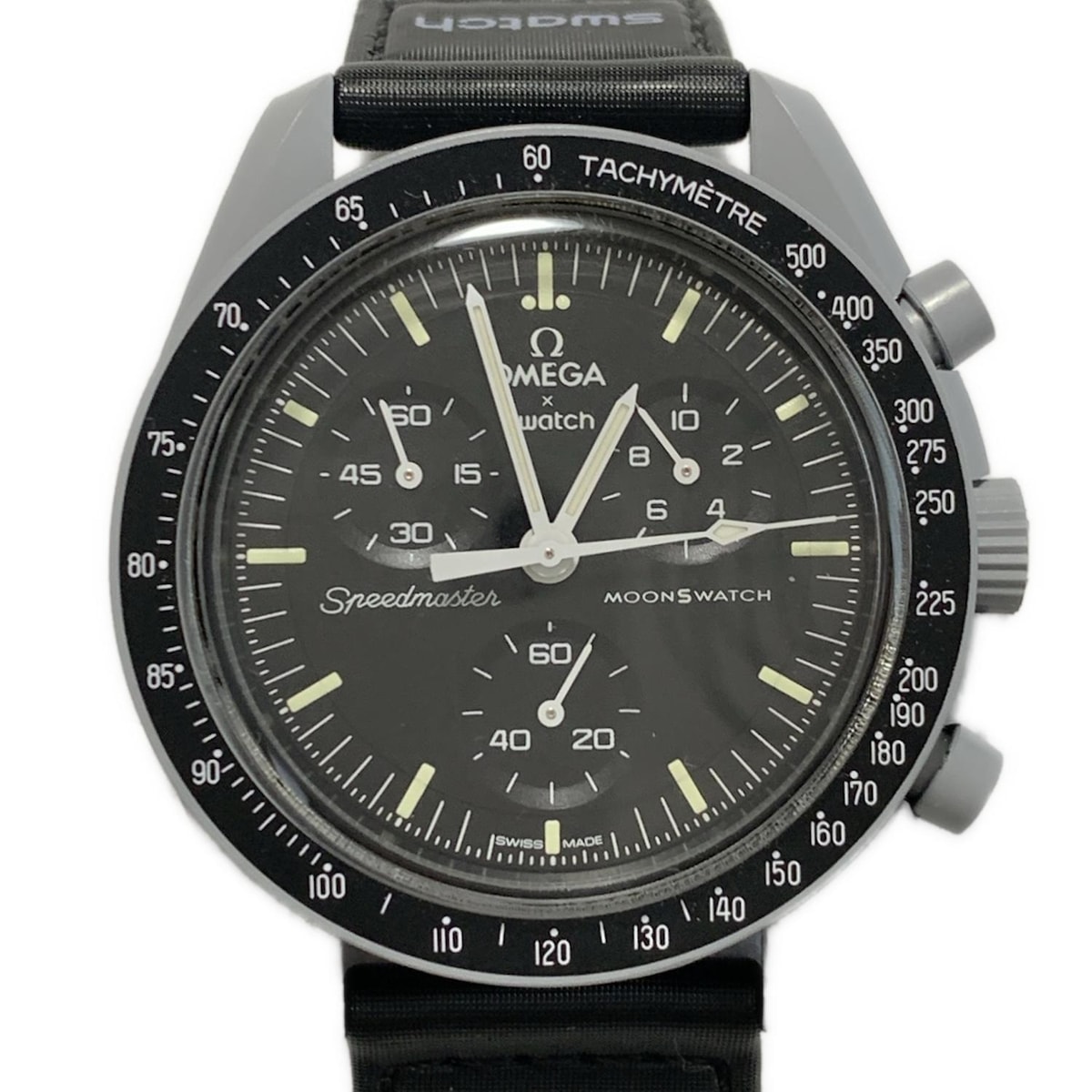 【新着】【中古】swatch(スウォッチ) MISSION TO THE MOON 腕時計 OMEGAコラボ 黒