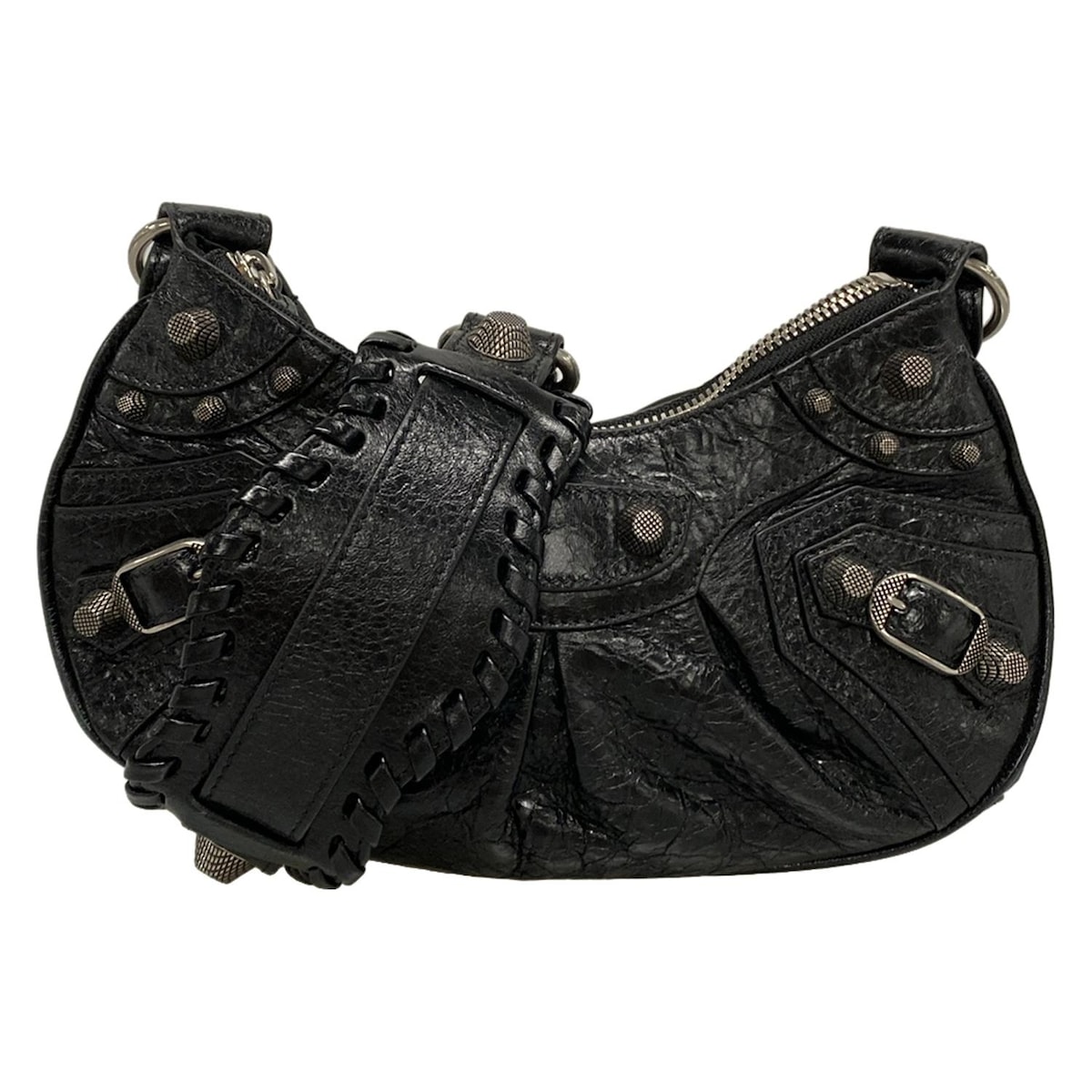 【中古】BALENCIAGA(バレンシアガ) ル・カゴール XS ショルダーバッグ 黒 レザー