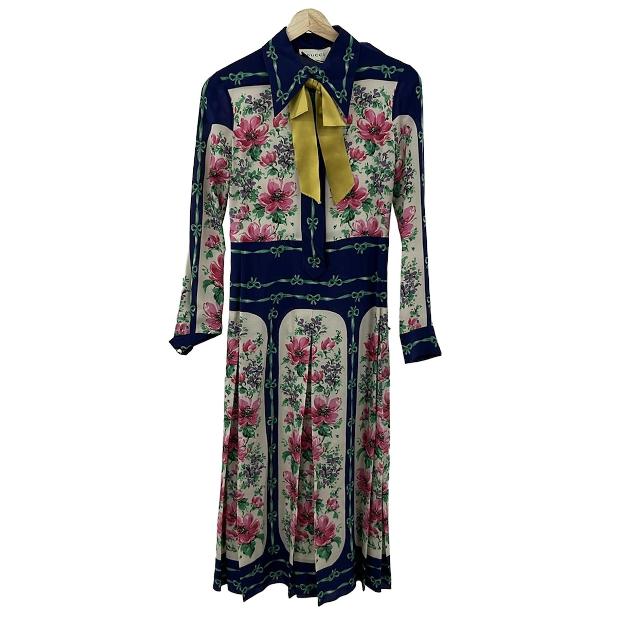 楽天市場】【グッチ】Gucci ボウタイ シルク ワンピース 花柄 フラワー