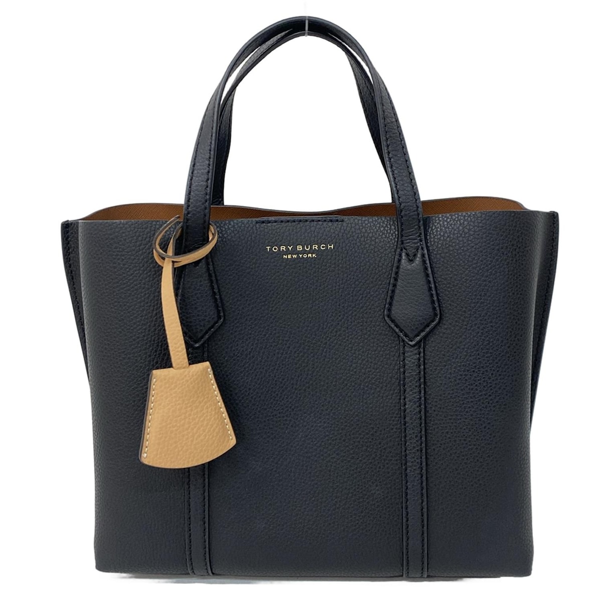 【中古】TORY BURCH(トリーバーチ) ペリースモール トリプルコンパートメント トート トートバッグ 黒 レザー