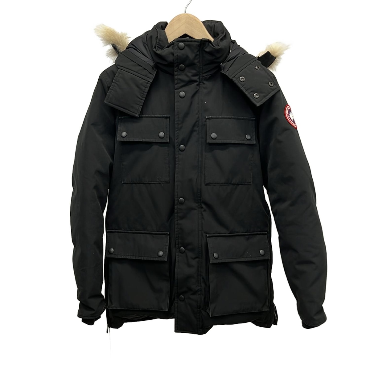 【新着】【中古】CANADA GOOSE(カナダグース) ダウンジャケット 長袖/ジップアップ/ファー着脱可/フード着脱可/冬 黒×ベージュ