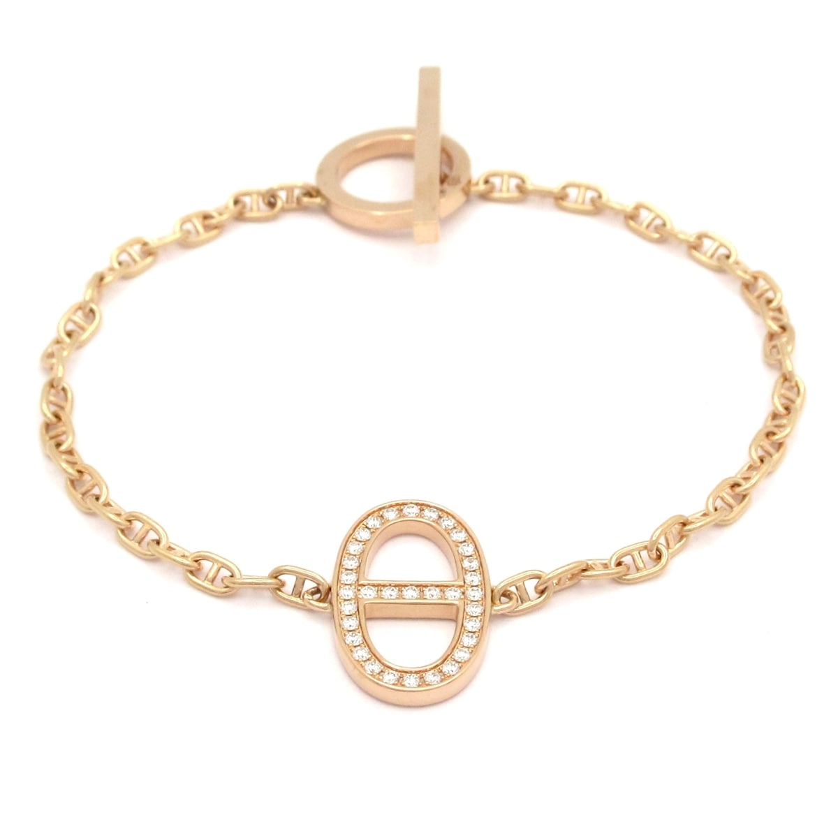 【新着】【中古】HERMES(エルメス) シェーヌ・ダンクル・コントゥール ブレスレット 33Pダイヤ/ダイヤ0.16カラット/サイズ：XS K18PG×ダイヤモンド