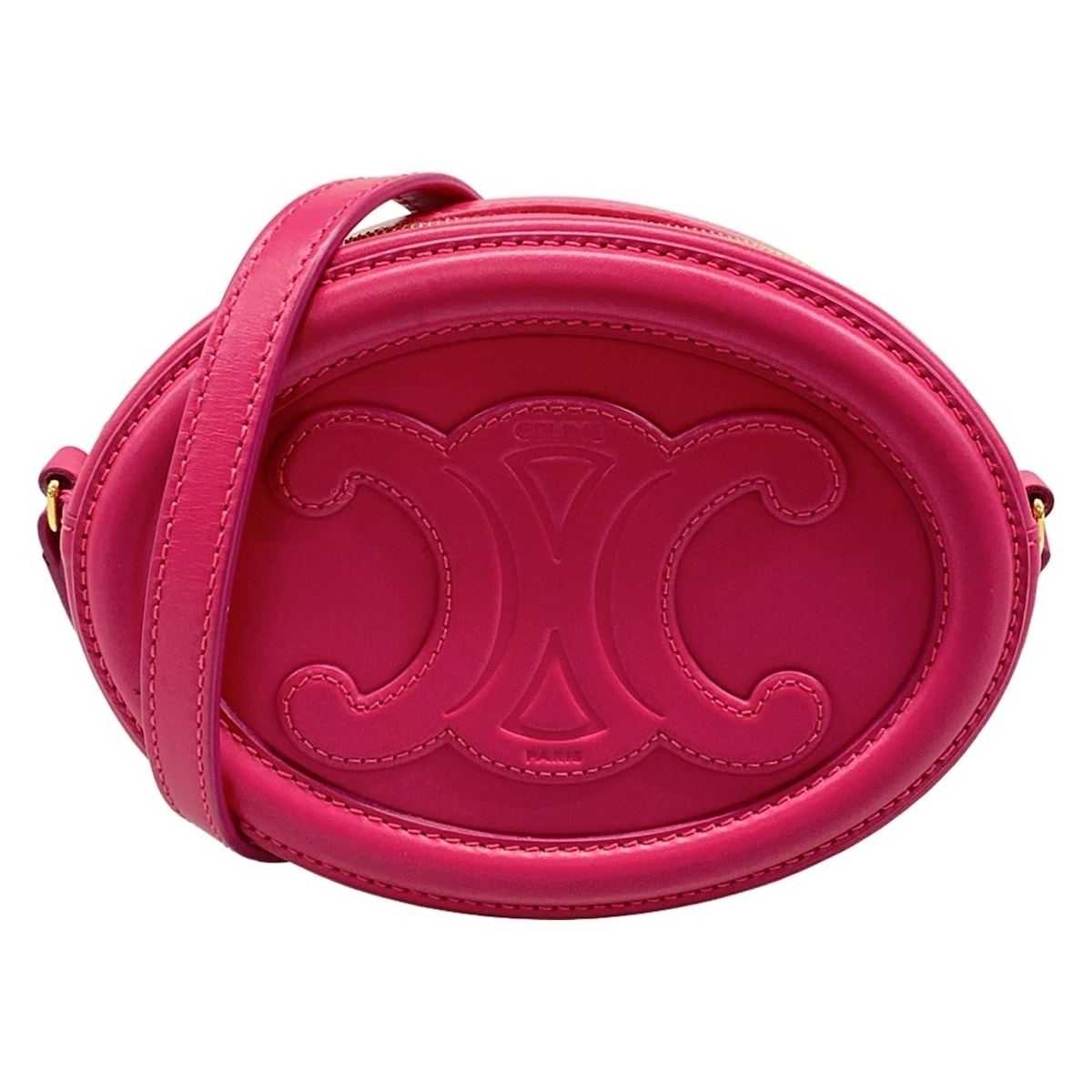【中古】CELINE(セリーヌ) クロスボディ オーバルパース キュイル トリオンフ ショルダーバッグ ミニバッグ ピンク