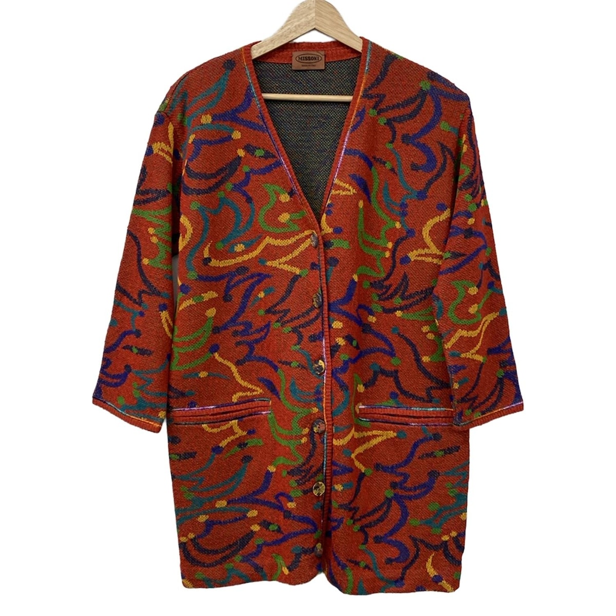 【中古】MISSONI(ミッソーニ) コート 長袖/春/秋 レッド×ブルー×マルチ