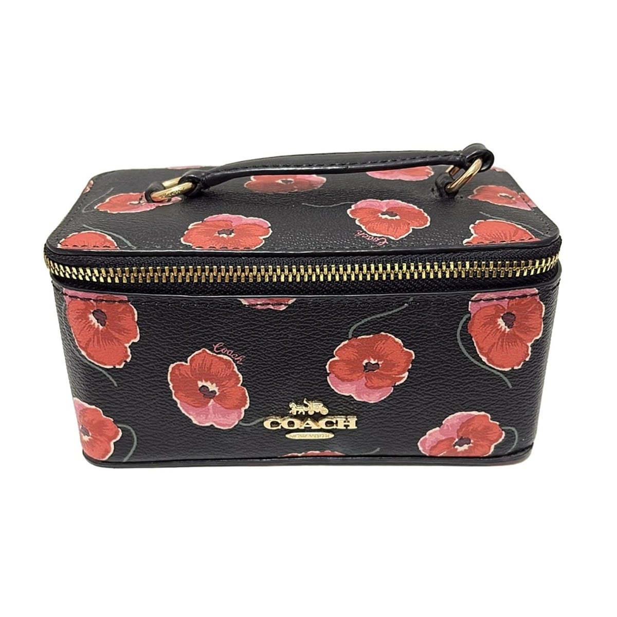 【新着】【中古】COACH(コーチ職) 合財袋 黒×赤いこと×マルチ なめし革