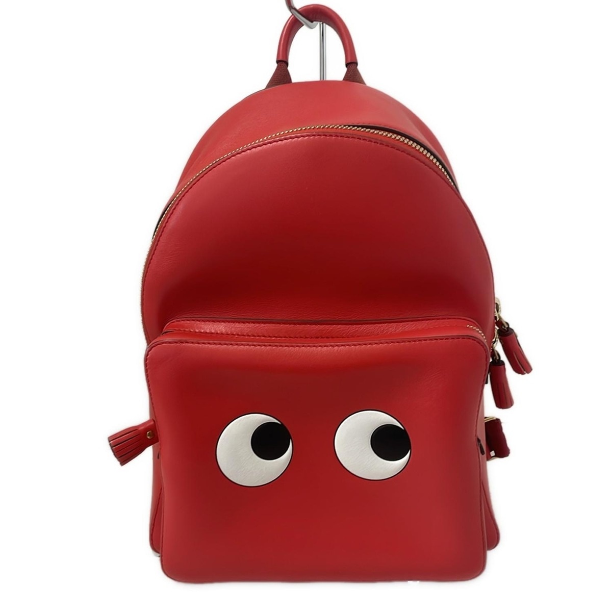 【中古】Anya Hindmarch(アニヤハインドマーチ) アイズミニバックパック 背嚢 赤いこと なめし革