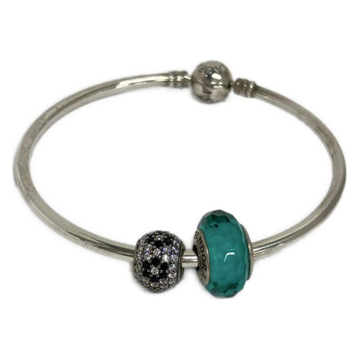 【新着】【中古】PANDORA(パンドラ) バングル シルバー×グリーン×マルチ