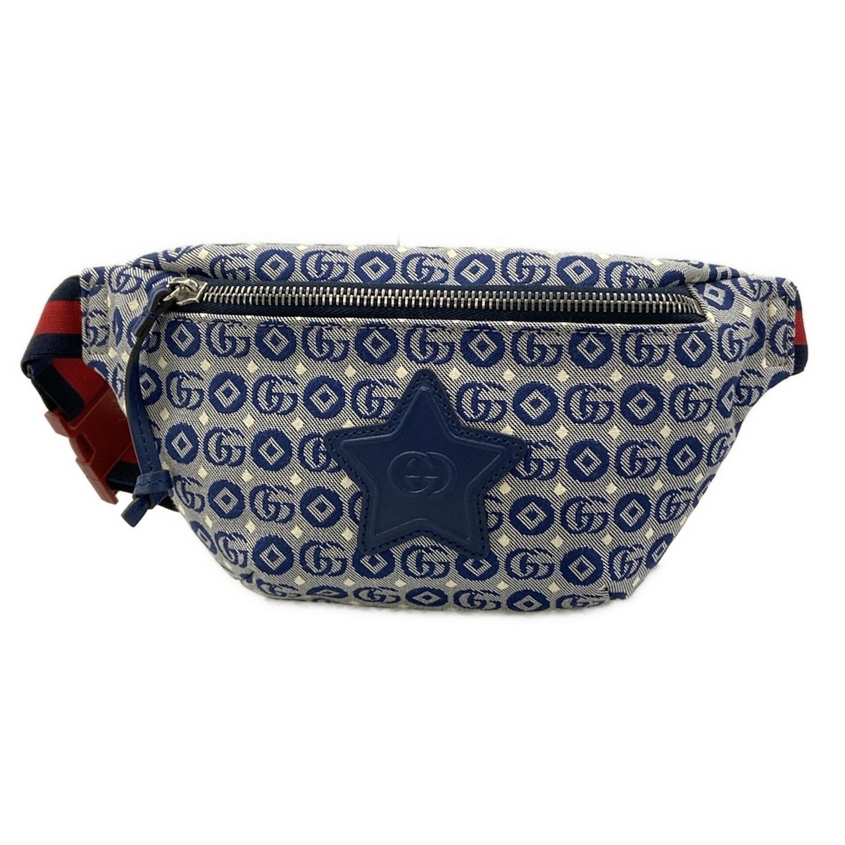 【中古】GUCCI(グッチ) インターロッキングG チルドレンズ 三尺帯御徒面子 酉の方角合財袋 米国海軍×象牙色×赤いこと なめし革