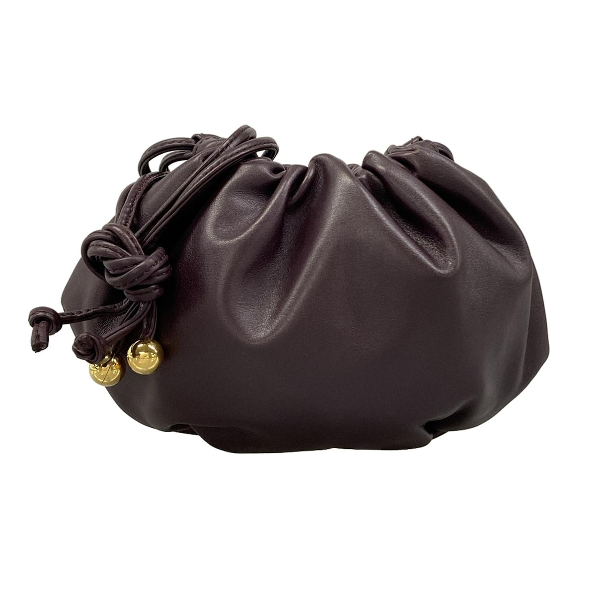 【新着】【中古】BOTTEGA VENETA(ボッテガヴェネタ) ミニ ザ・バルブ ショルダーバッグ 巾着型 ボルドー レザー