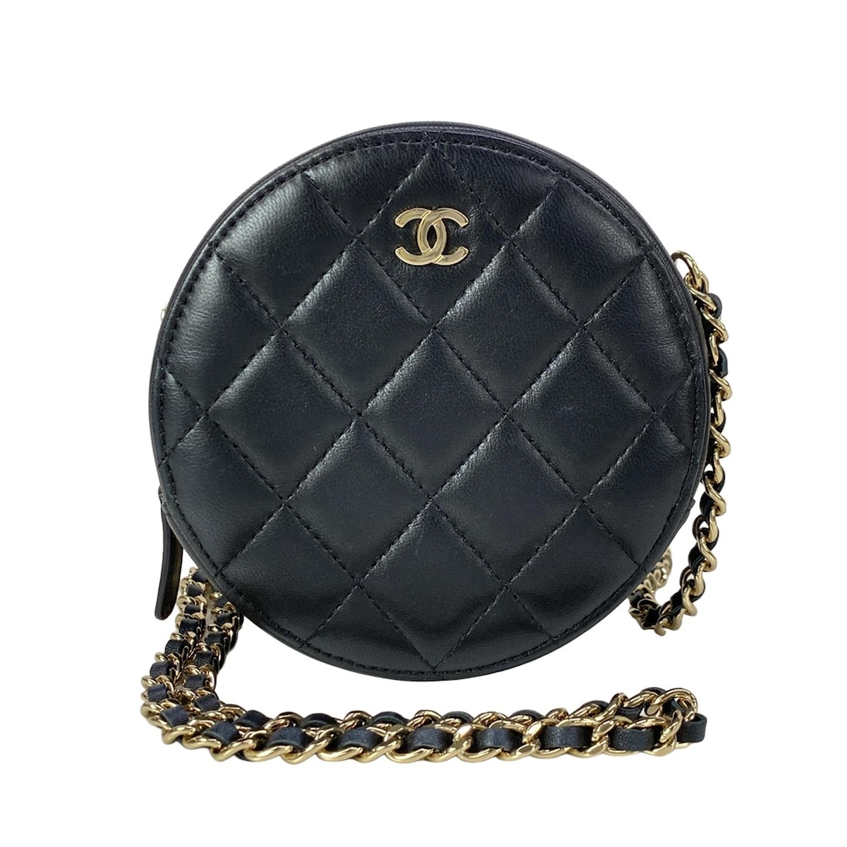 【中古】CHANEL(シャネル) マトラッセ ショルダーバッグ チェーン店肩肉/ゴールド金具/ミニ御徒面子 黒 子ヒツジひと肌