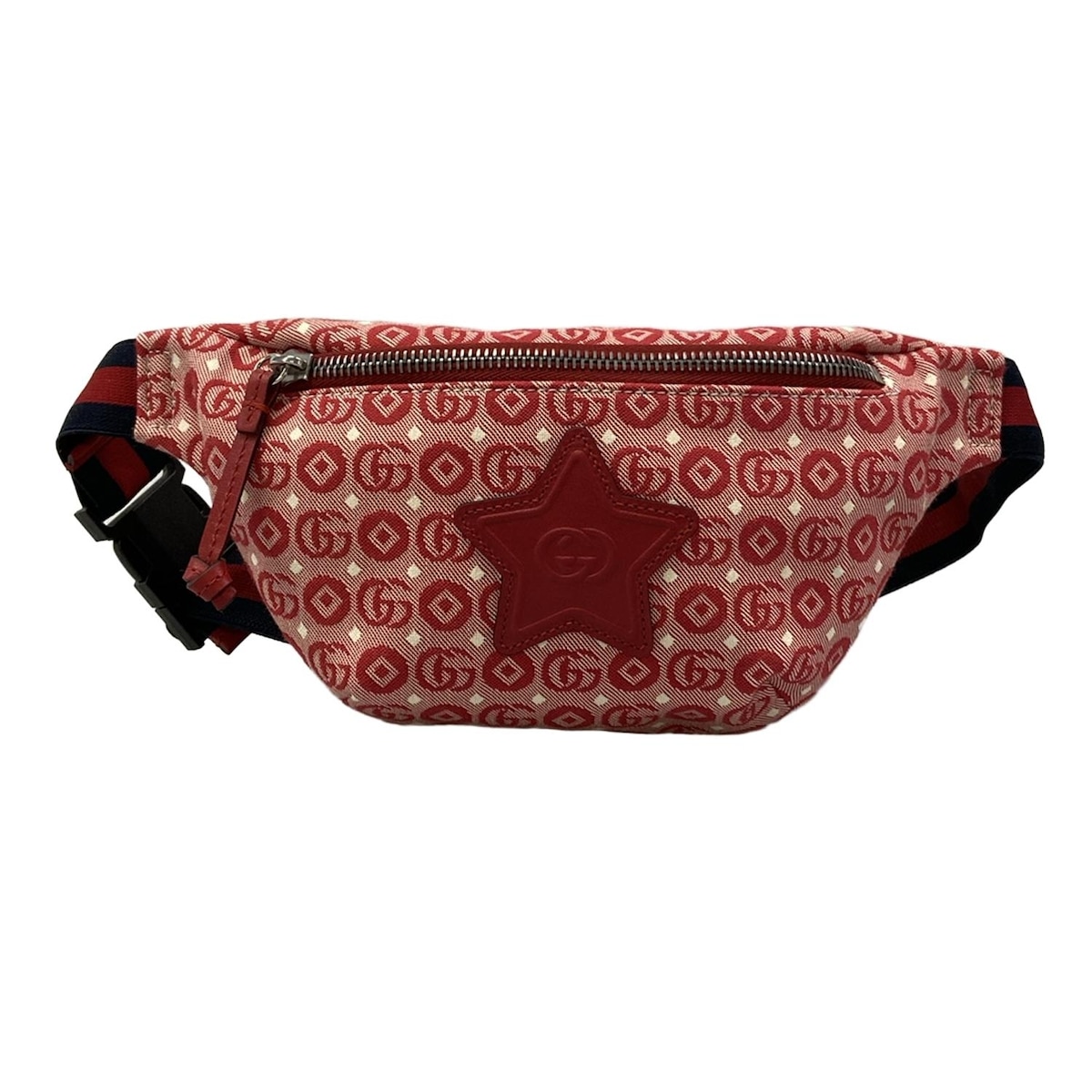 【中古】GUCCI(グッチ) インターロッキングG チルドレンズ 胴締め御徒面子 酉の方角車寄せ 赤いこと×象牙色×米国海軍 なめし革
