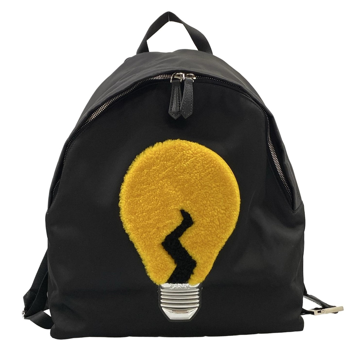 【中古】FENDI(フェンディ) 背嚢 白熱電球 黒×黄色×しろがね色