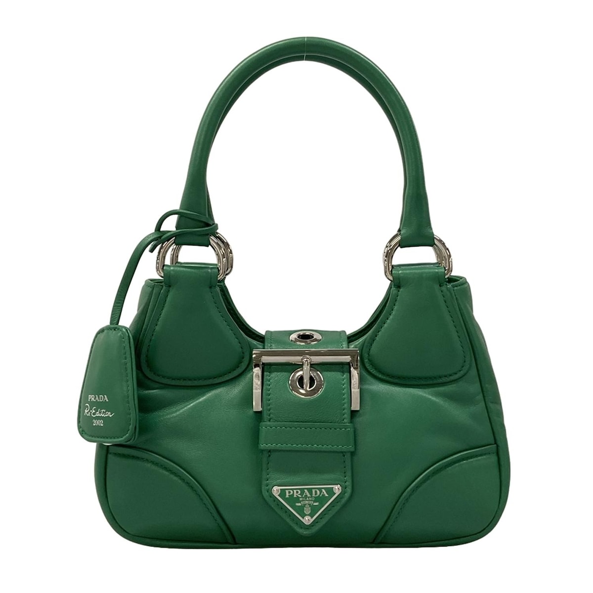 【中古】PRADA(プラダ) ハンドバック Re-Edition 2002 緑であること なめし革