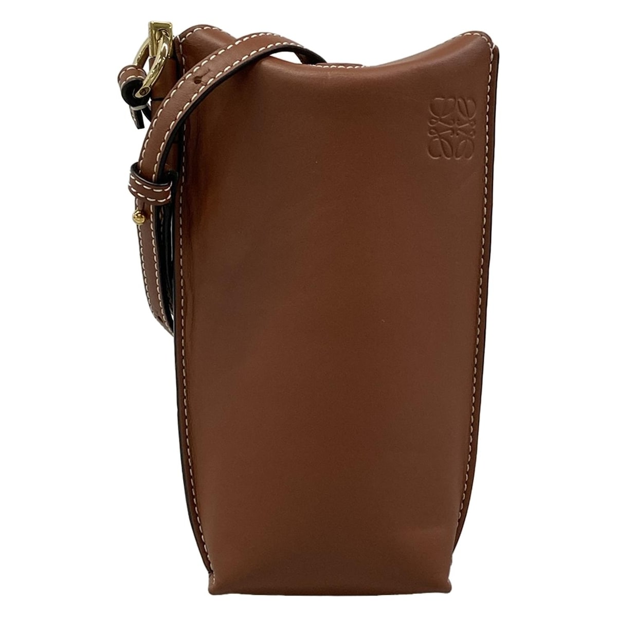 【中古】LOEWE(ロエベ) 論理ゲート衣嚢 ショルダーバッグ 赤銅色 なめし革