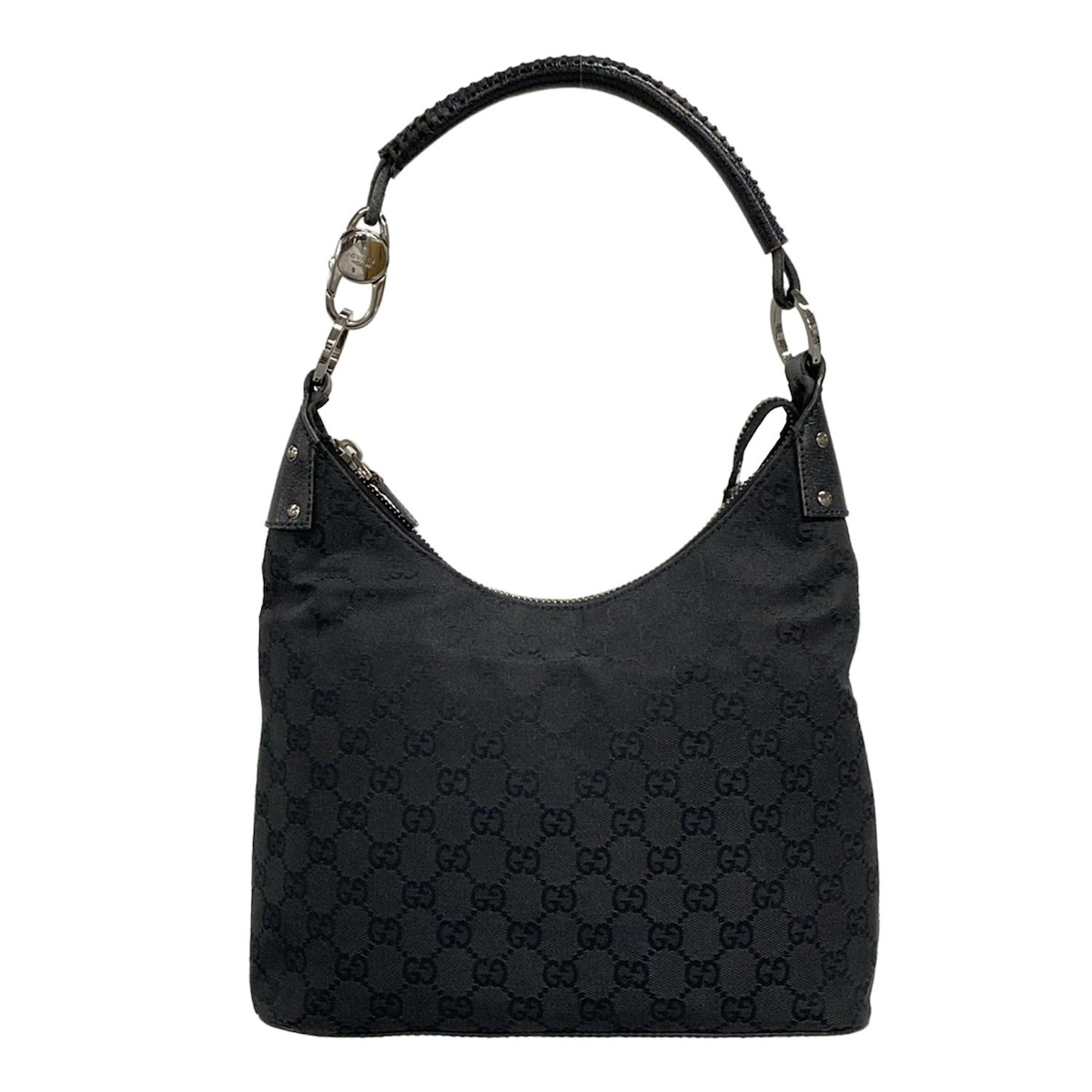 【中古】GUCCI(グッチ) GG柄 ショルダーバッグ 黒 レザー