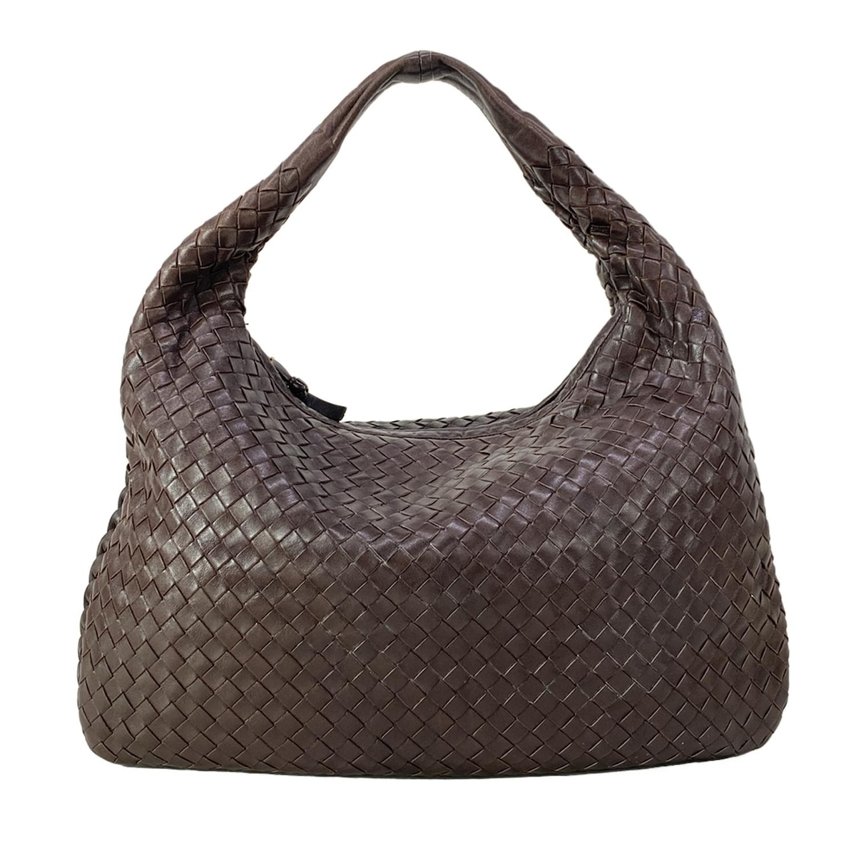 【新着】【中古】BOTTEGA VENETA(ボッテガヴェネタ) イントレチャート ショルダーバッグ ダークブラウン レザー