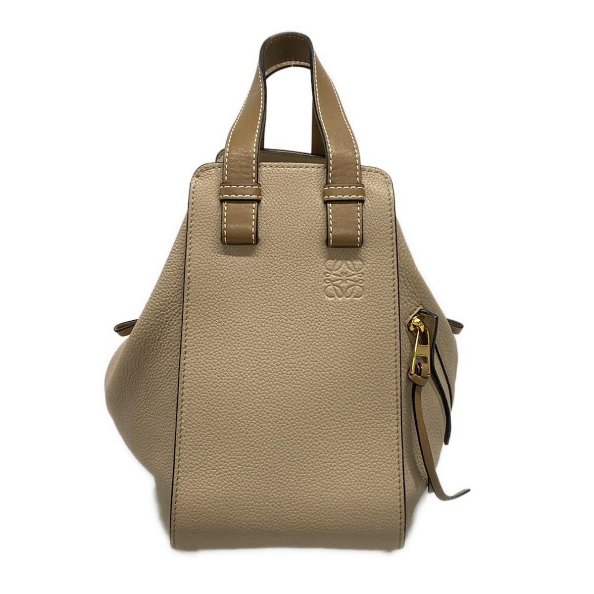 【中古】LOEWE(ロエベ) ハンモックバッグスモール ハンドバッグ ベージュ レザー