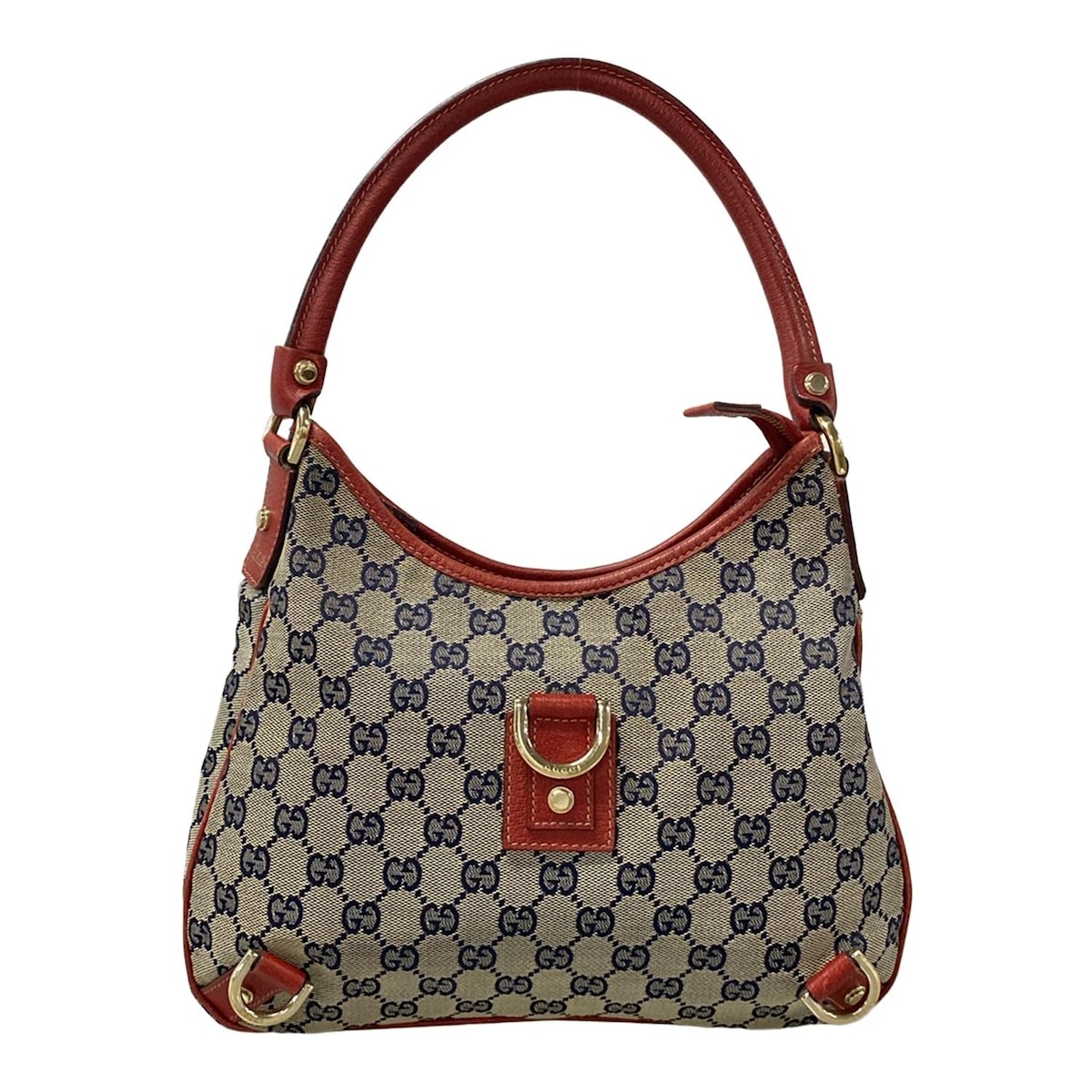 【新着】【中古】GUCCI(グッチ) アビー/GG柄 ショルダーバッグ アイボリー×ネイビー×レッド レザー