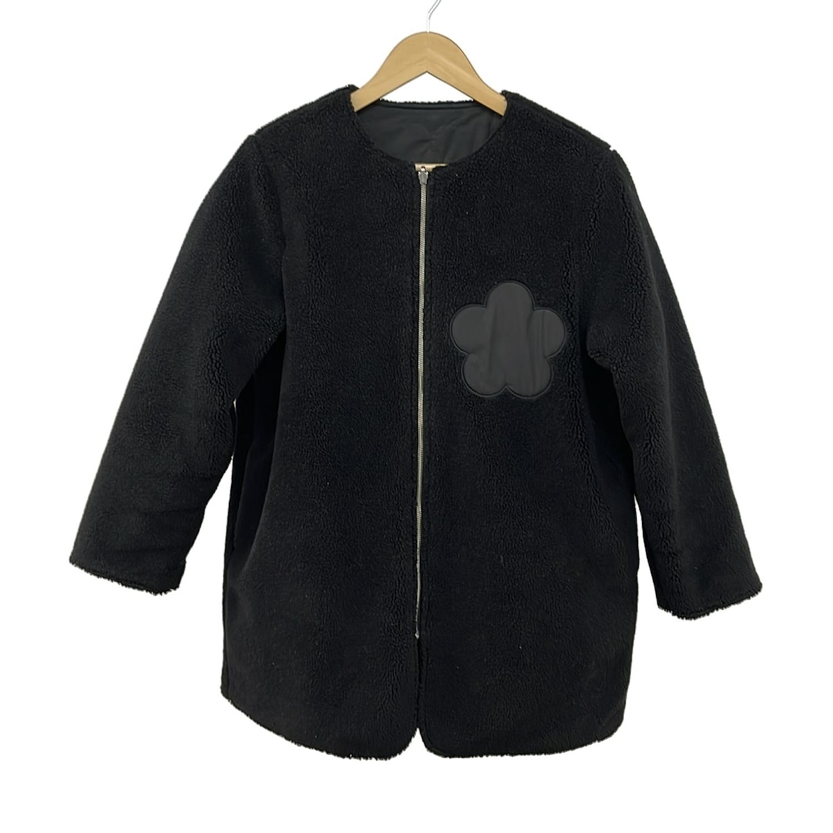 【新着】【中古】MARY QUANT(マリークワント) コート 長袖/ジップアップ/中綿/キルティング/ノーカラー/リバーシブル/秋/冬 黒