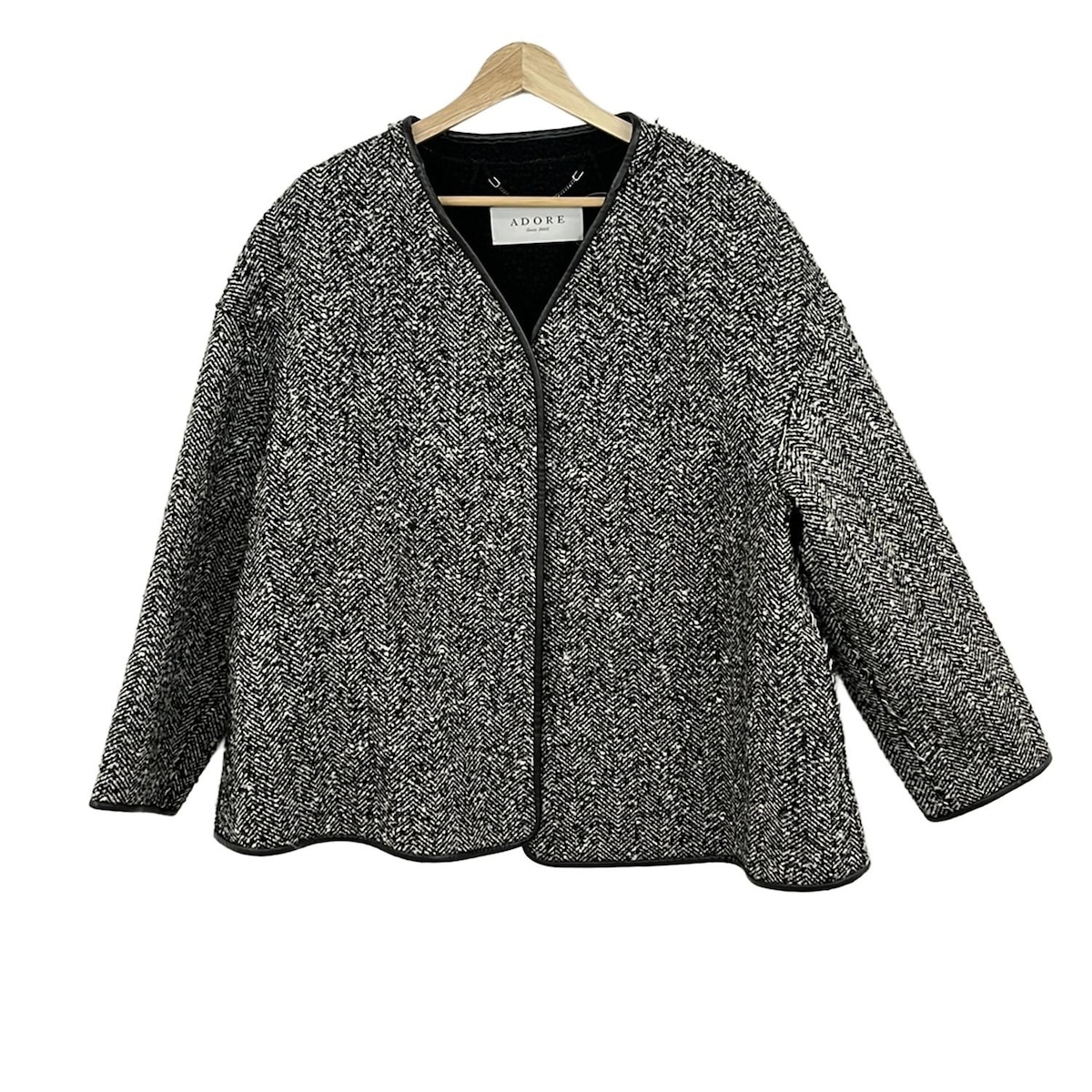 【新着】【中古】ADORE(アドーア) ブルゾン 長袖/ツイード/秋/冬 黒×白×グレー