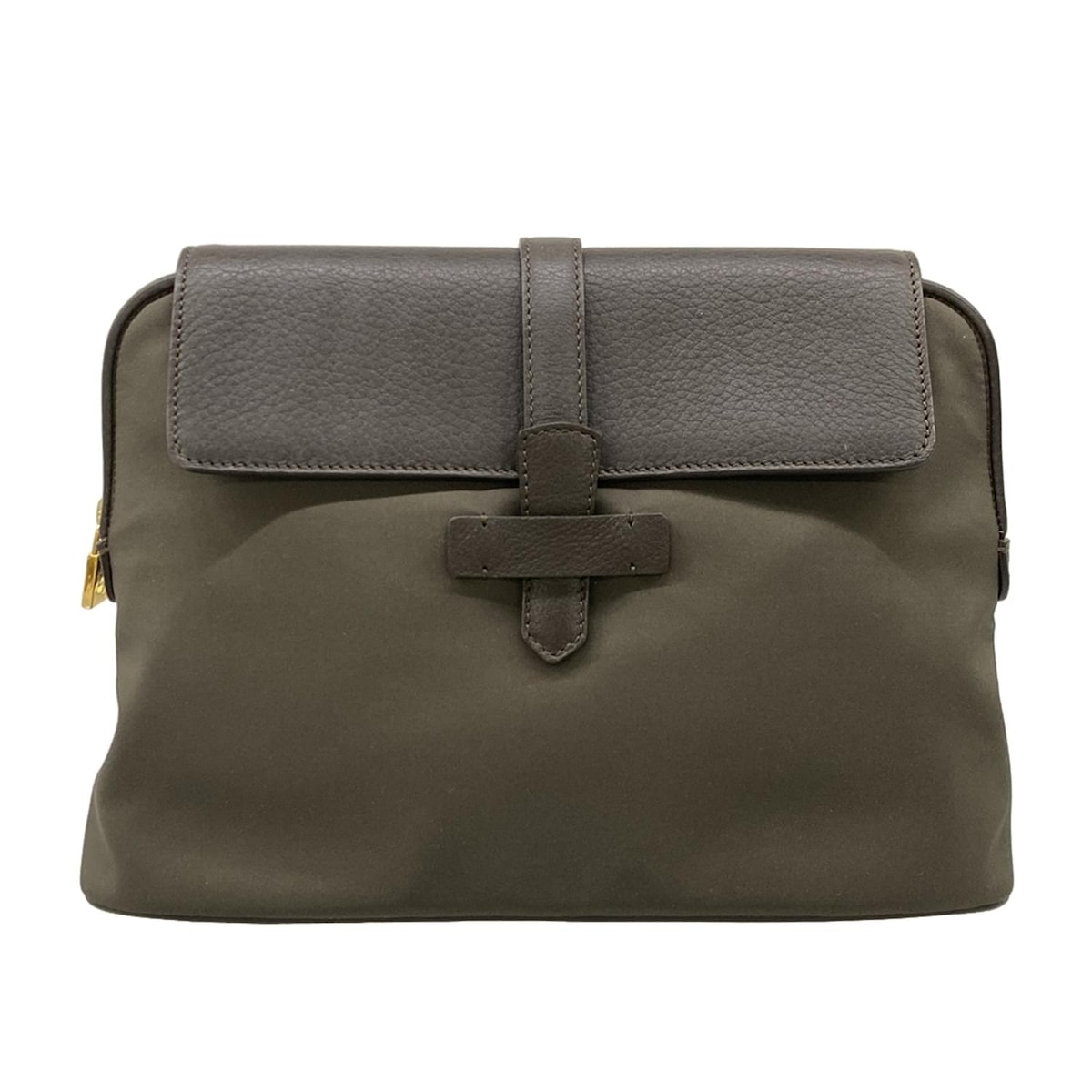 【中古】Loro Piana(ロロピアーナ) ポーチ ダークブラウン レザー