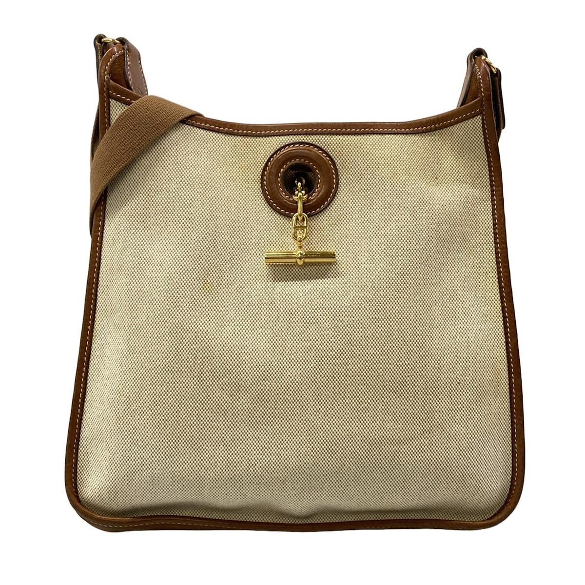 【新着】【中古】HERMES(エルメス) ヴェスパPM ショルダーバッグ ゴールド金具 アイボリー×ブラウン レザー