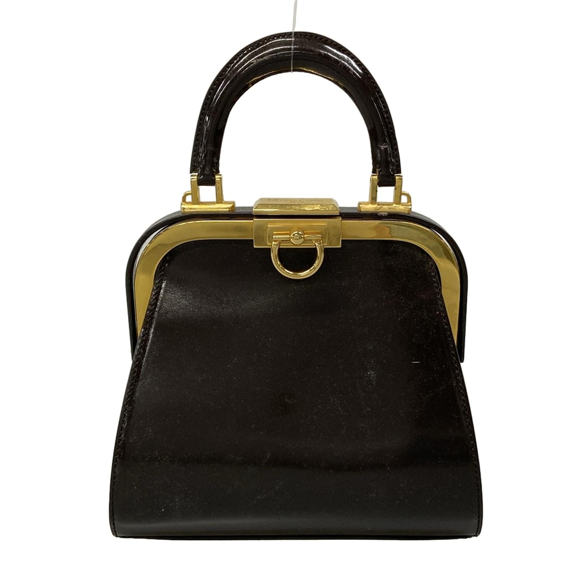 【新着】【中古】DIOR/ChristianDior(ディオール/クリスチャンディオール) ハンドバッグ ミニバッグ/がま口 ダークブラウン レザー