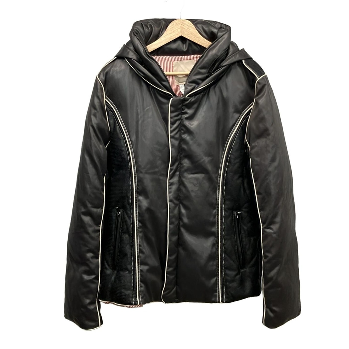 【新着】【中古】d/him(ディーヒム) ダウンジャケット レザー混/冬物/フード/DOUBLE STANDARD CLOTHING 黒