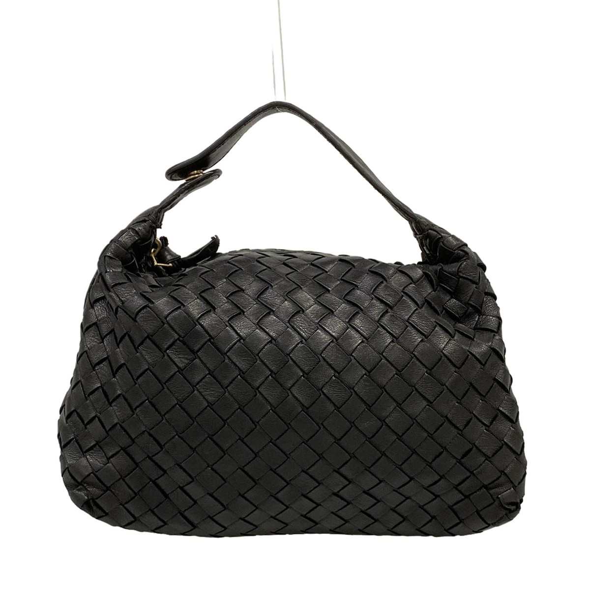 【新着】【中古】BOTTEGA VENETA(ボッテガヴェネタ) イントレチャート ハンドバッグ 黒 レザー