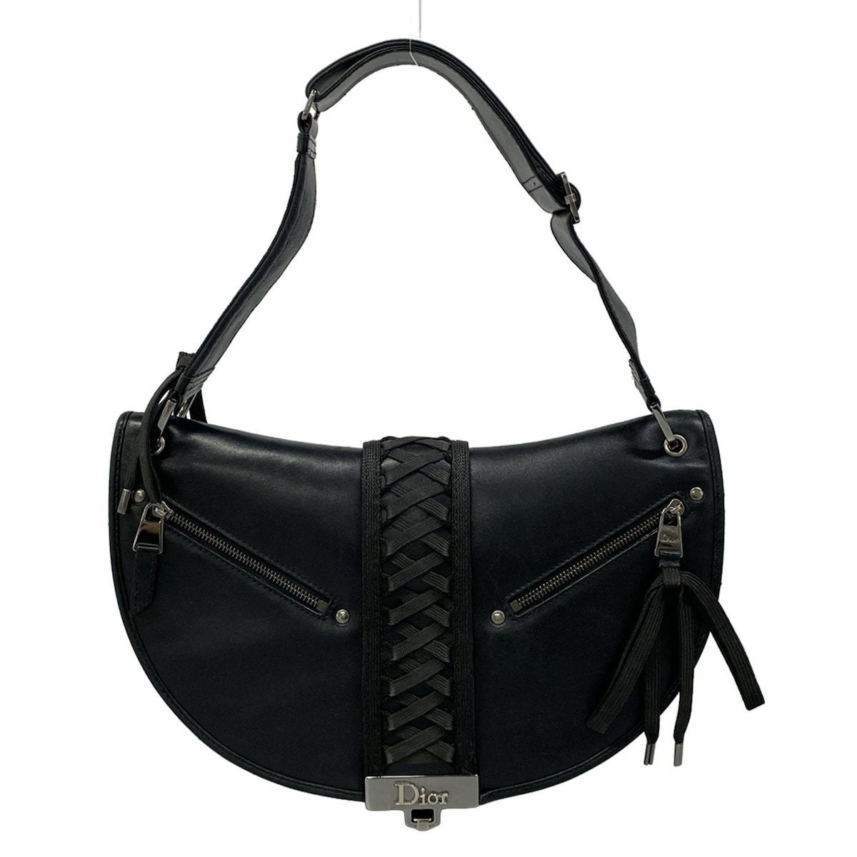 【新着】【中古】DIOR/ChristianDior(ディオール/クリスチャンディオール) アドミットイット ショルダーバッグ リボン 黒 レザー