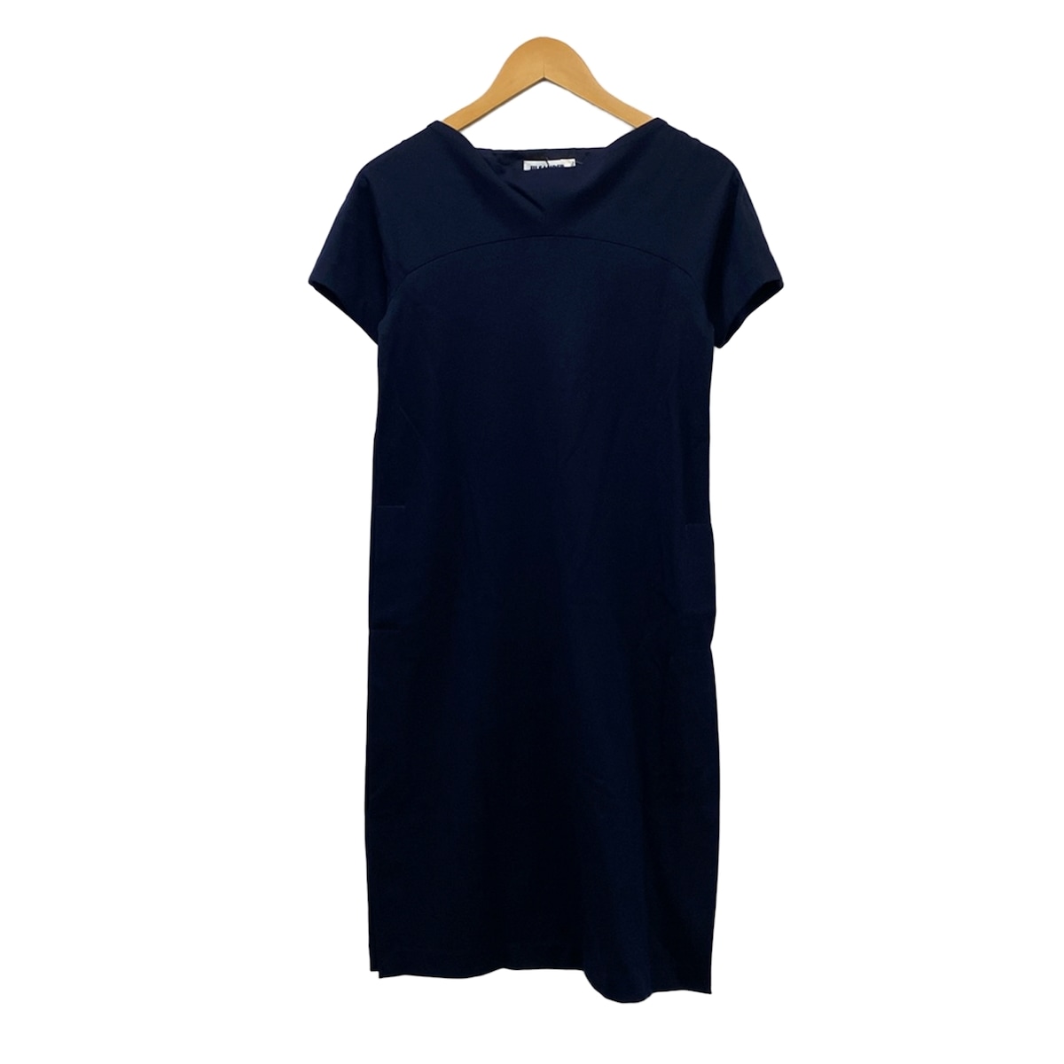 【中古】JILSANDER(ジルサンダー) ワンピース ボートネック/半袖/ロング ダークネイビー