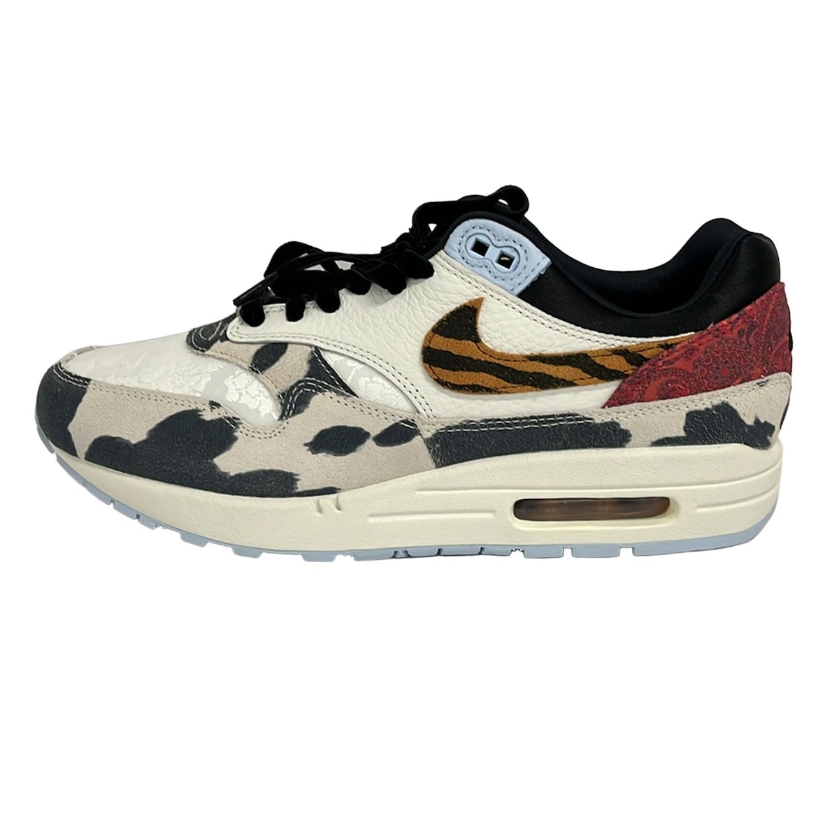 【新着】【中古】NIKE(ナイキ) エアマックス 1 '87 スニーカー アニマル柄/花柄/ペイズリー柄 白×グレーベージュ×マルチ レザー 6,511円