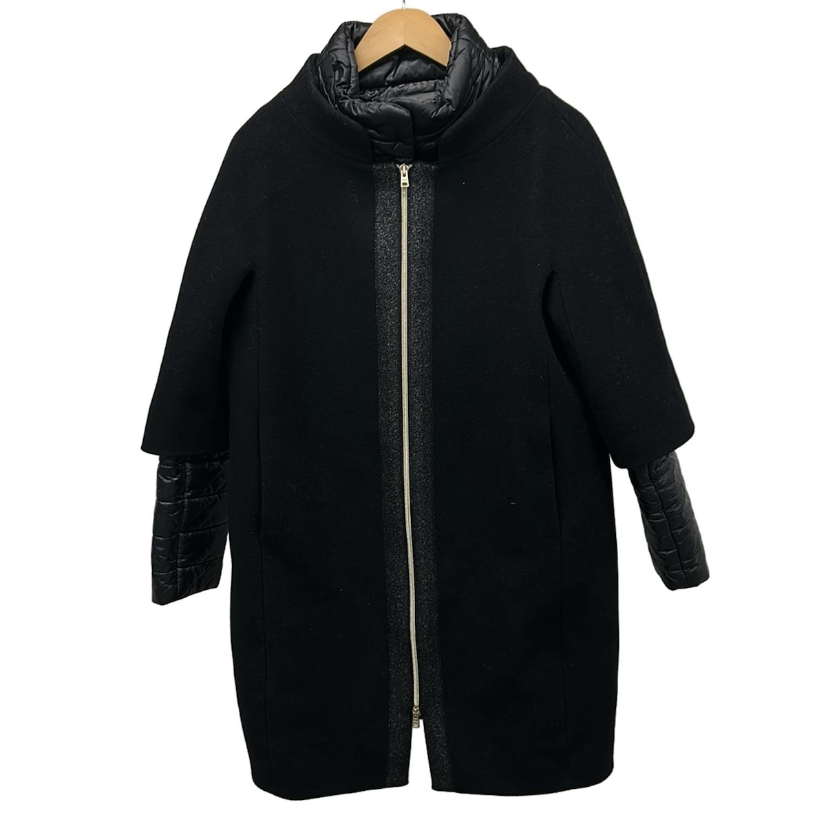 【中古】HERNO(ヘルノ) コート 長袖/ラメ/ジップアップ/ライナー取り外し可/冬 黒