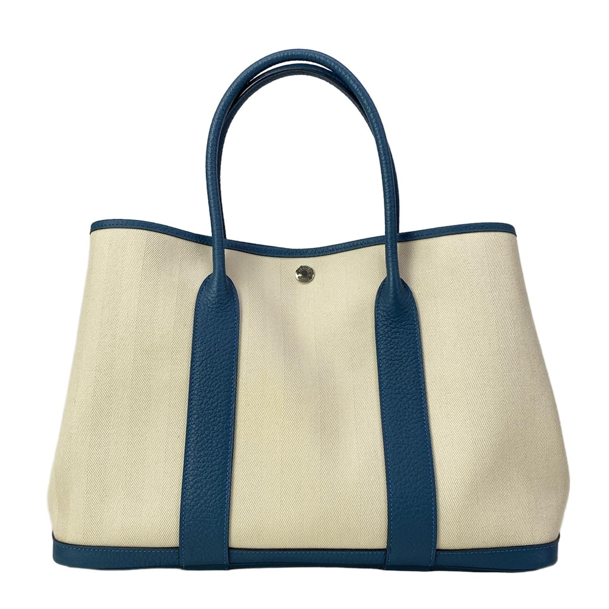 【新着】【中古】HERMES(エルメス) ガーデンパーティPM トートバッグ アイボリー×ブルーグリーン レザー