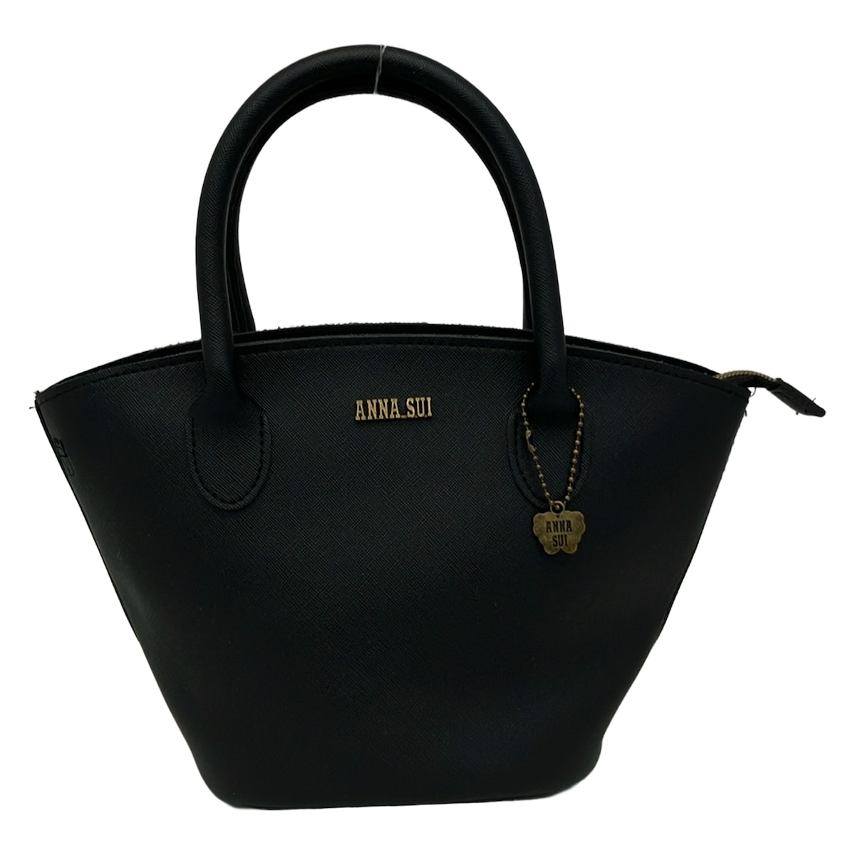 アナスイ ハンドバッグ 美品 黒 型押し加工 レザー ANNA SUI