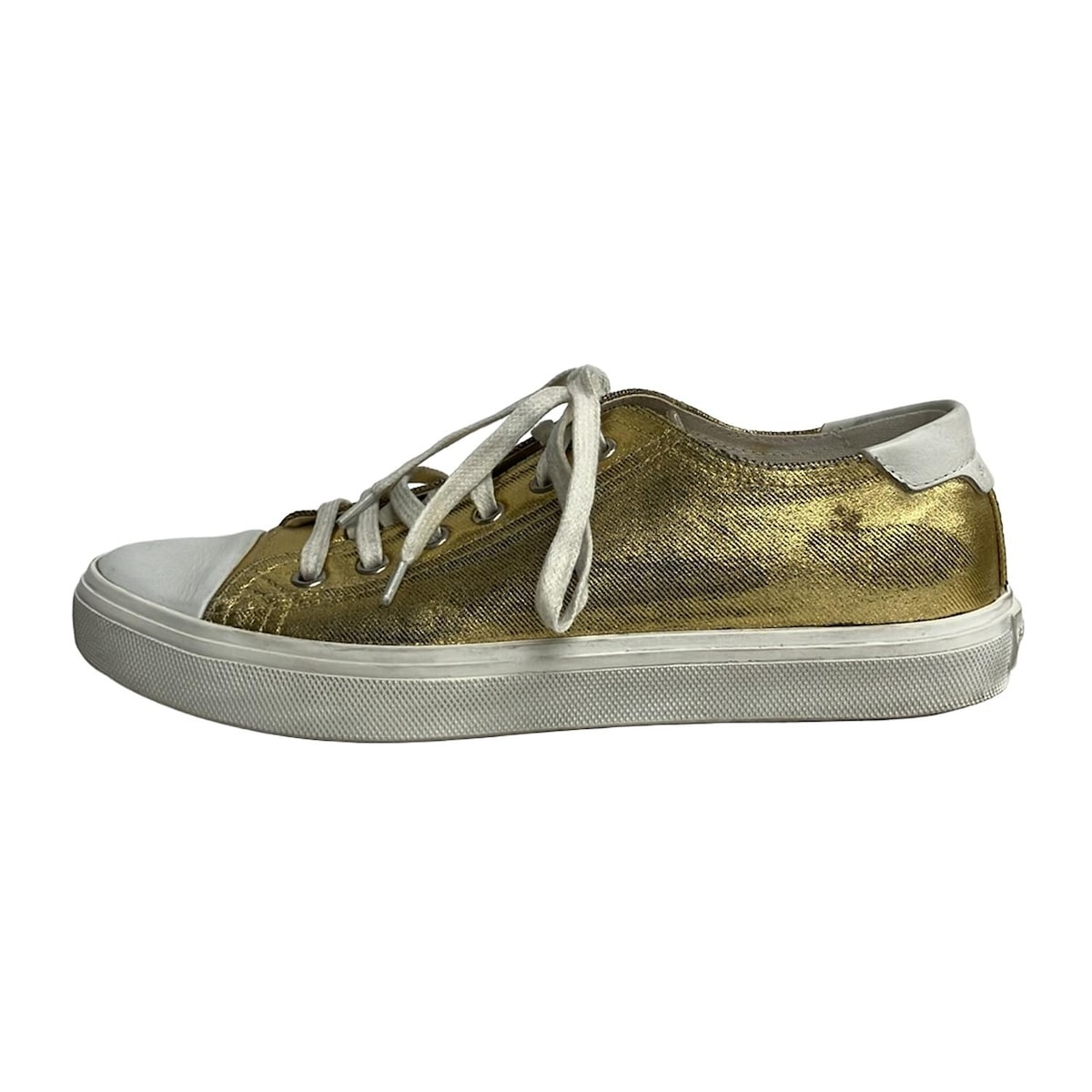 【中古】SAINT LAURENT PARIS(サンローランパリ) スニーカー ゴールド×白 レザー