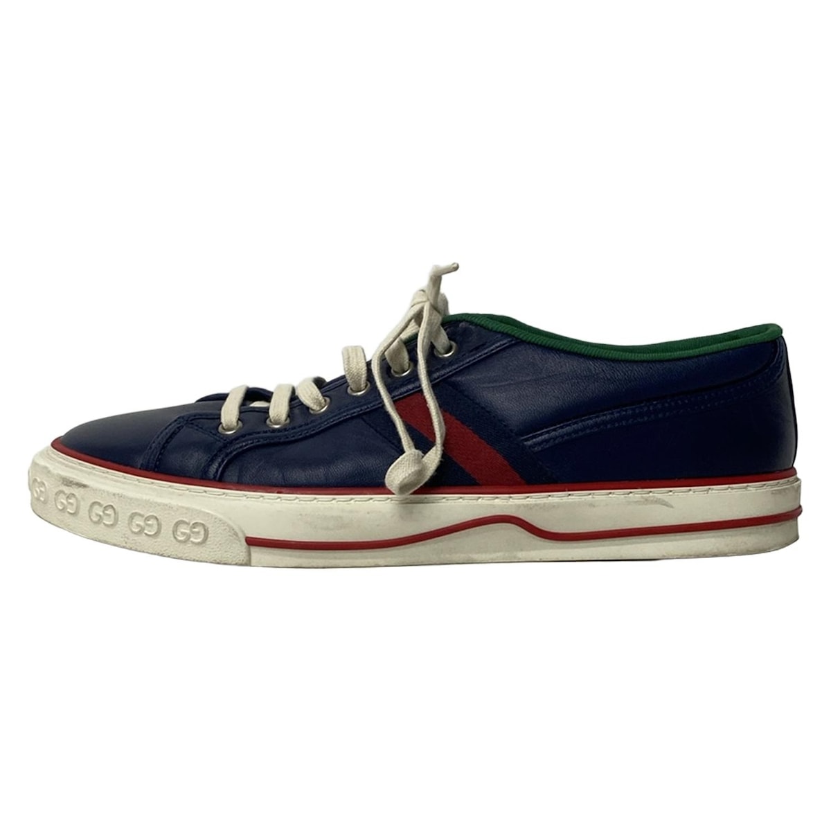 【新着】【中古】GUCCI(グッチ) スニーカー TENNIS 1977 ダークネイビー×ボルドー×グリーン レザー