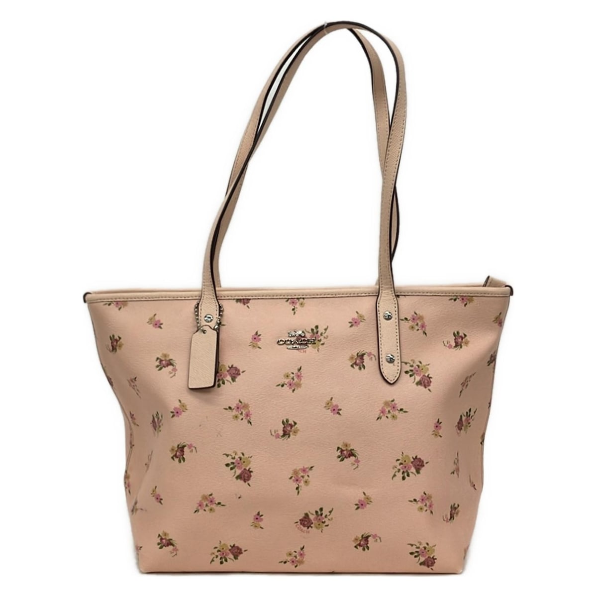 【新着】【中古】COACH(コーチ) デイジーバンドル シティージップトップ トート トートバッグ ピンク×グリーン×イエローグリーン レザー