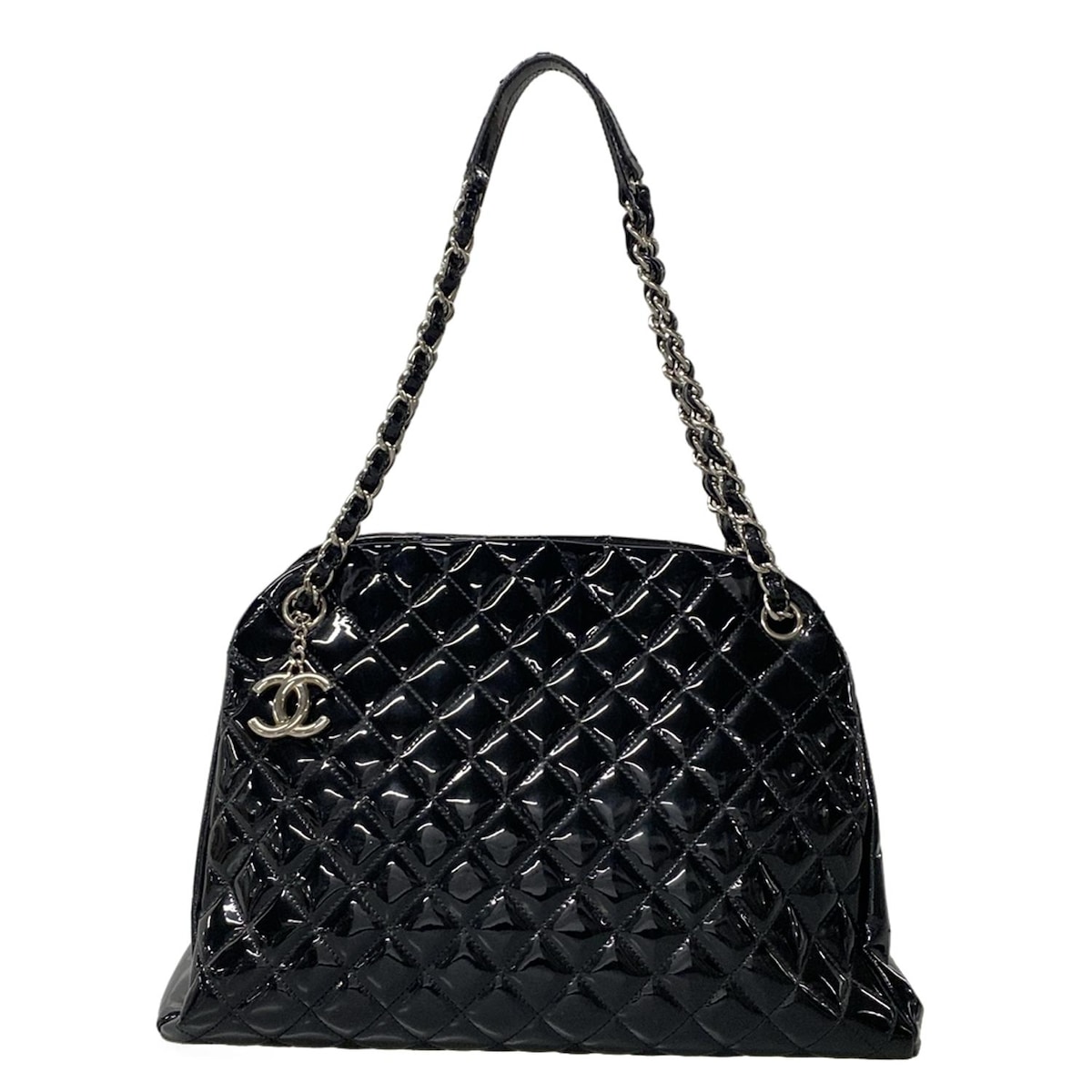 【中古】CHANEL(シャネル) マドモアゼルボーリングバッグ ショルダーバッグ チェーンショルダー/シルバー金具 黒 レザー
